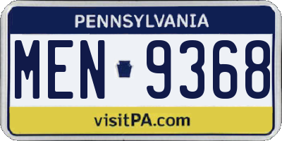 PA license plate MEN9368