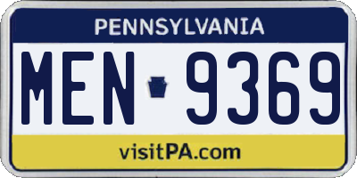 PA license plate MEN9369