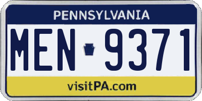 PA license plate MEN9371