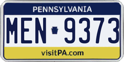 PA license plate MEN9373
