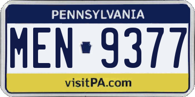 PA license plate MEN9377