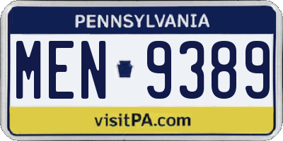 PA license plate MEN9389