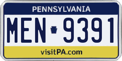 PA license plate MEN9391