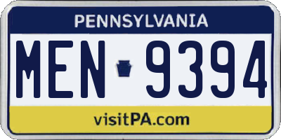 PA license plate MEN9394