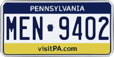 PA license plate MEN9402