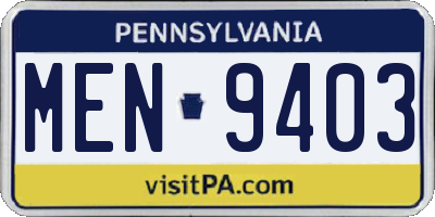 PA license plate MEN9403