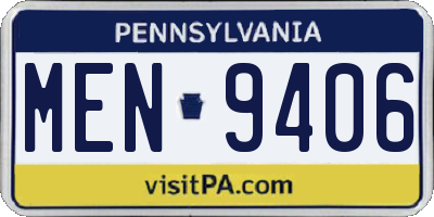 PA license plate MEN9406