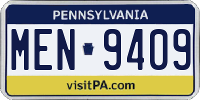 PA license plate MEN9409