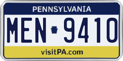 PA license plate MEN9410