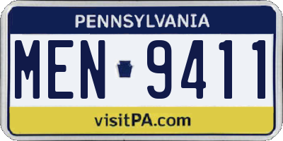 PA license plate MEN9411