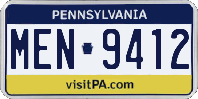 PA license plate MEN9412
