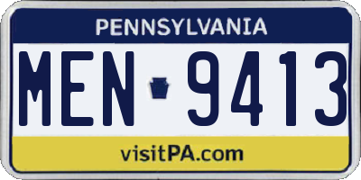 PA license plate MEN9413