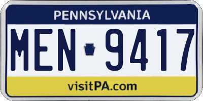 PA license plate MEN9417