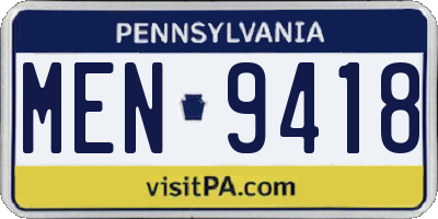 PA license plate MEN9418