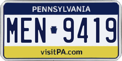 PA license plate MEN9419