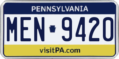 PA license plate MEN9420