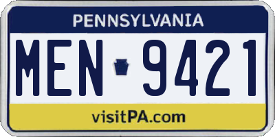 PA license plate MEN9421