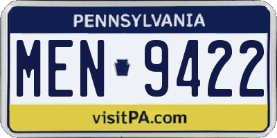 PA license plate MEN9422