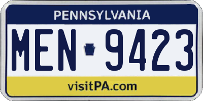 PA license plate MEN9423