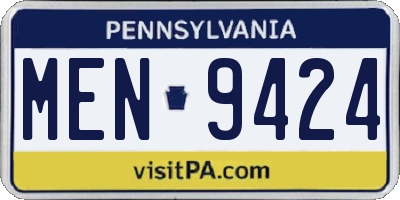 PA license plate MEN9424
