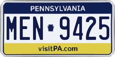 PA license plate MEN9425