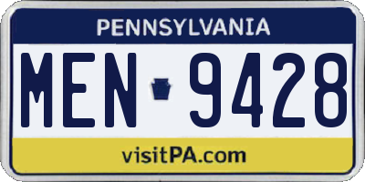 PA license plate MEN9428