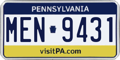 PA license plate MEN9431