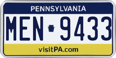 PA license plate MEN9433