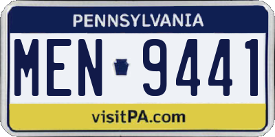 PA license plate MEN9441