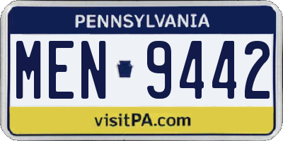PA license plate MEN9442