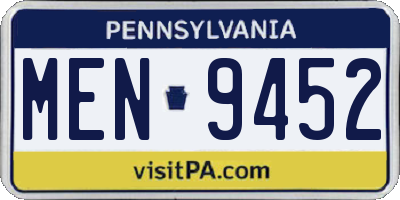 PA license plate MEN9452