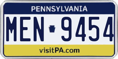 PA license plate MEN9454