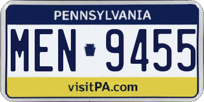 PA license plate MEN9455