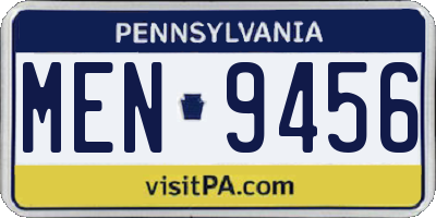 PA license plate MEN9456