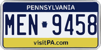PA license plate MEN9458