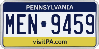 PA license plate MEN9459