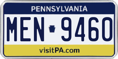 PA license plate MEN9460