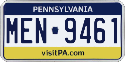 PA license plate MEN9461