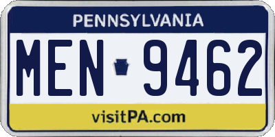 PA license plate MEN9462