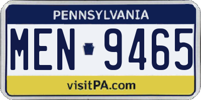 PA license plate MEN9465