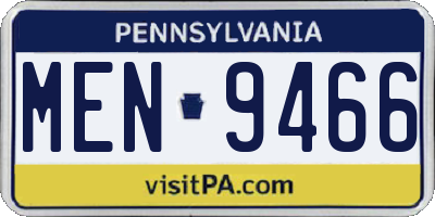 PA license plate MEN9466