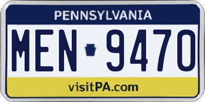 PA license plate MEN9470