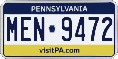 PA license plate MEN9472