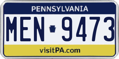 PA license plate MEN9473