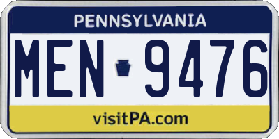 PA license plate MEN9476