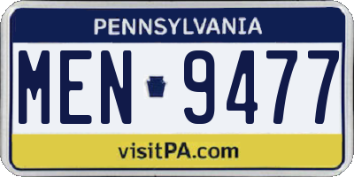 PA license plate MEN9477