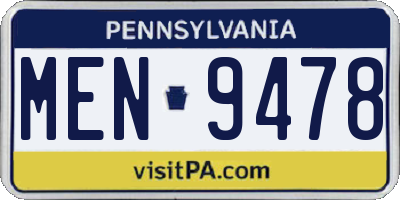 PA license plate MEN9478