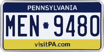 PA license plate MEN9480