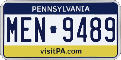 PA license plate MEN9489