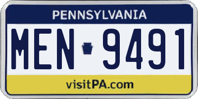 PA license plate MEN9491